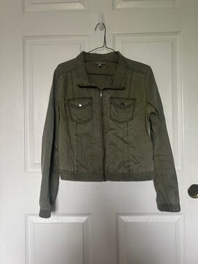 Rubbish Olive Utility Zip Jacket